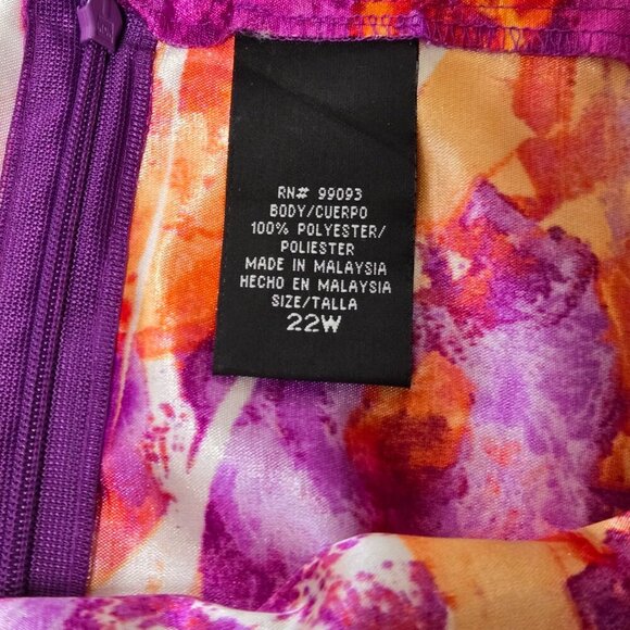 Abstract Multi-Color Purple Orange White Midi Skirt Plus Size 22W - Picture 13 of 13